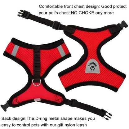 Adjustable Mesh Pet Harness with Leash Small Dogs