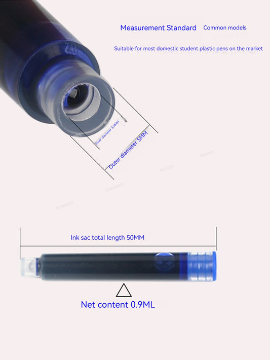 12-60PCS/Set Colourful Ink Sac Fountain Pen Ink Cartridges Refills Ink 3.4mm Refillable Refills Drawing School Office Supplies