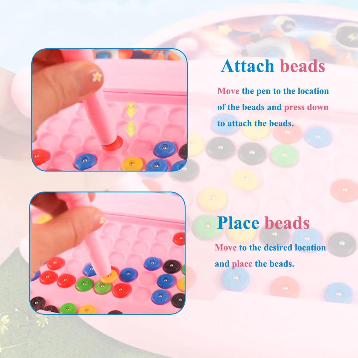Magnetic Doodle Board for Kids Bead Drawing Sketch Pad