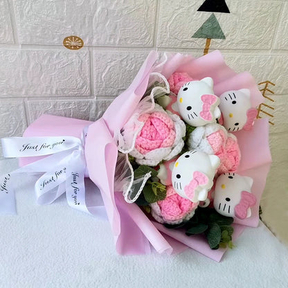 Cartoon Plush Flower Bouquet Artificial Rose Doll Gift
