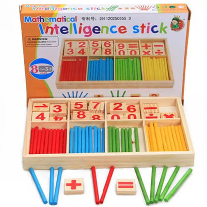 Wooden Math Counting Sticks Box Arithmetic Learning Toy