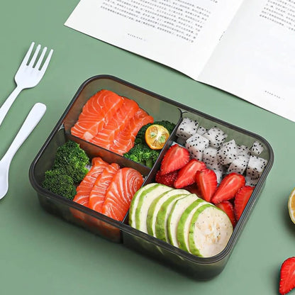1500ml Portable Three Grid Lunch Box With Fork And Spoon Kids Students Adult Office Bento Box Microwave Food Storage Container