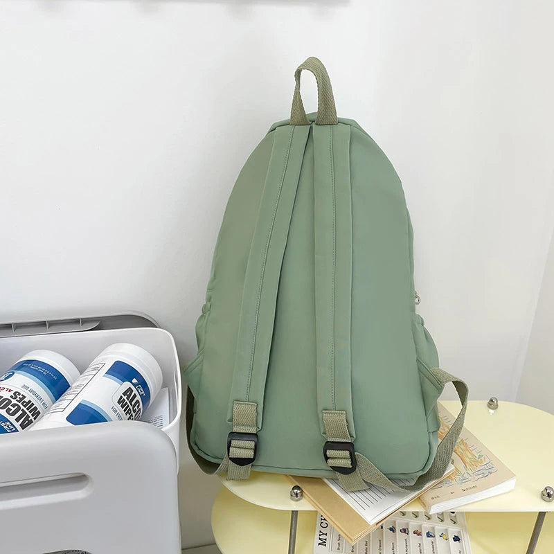 Simple Solid Color Lightweight Backpack Multifunctional Casual Bag for High School Students Perfect for School Travel Daily Use
