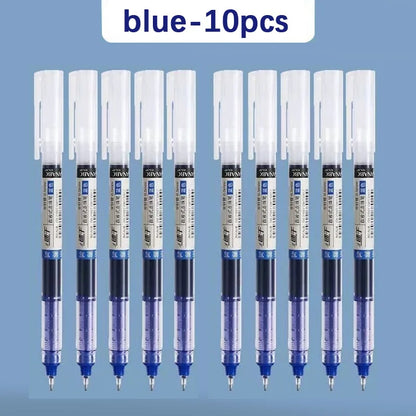 10Pcs High Quality Needle Type Gel Pens Straight Liquid Ballpoint Pen Kawaii Statio nery School Office Supplies Writing colours