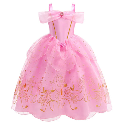 Yellow Princess Halloween Cosplay Dress Kids Carnival Gown