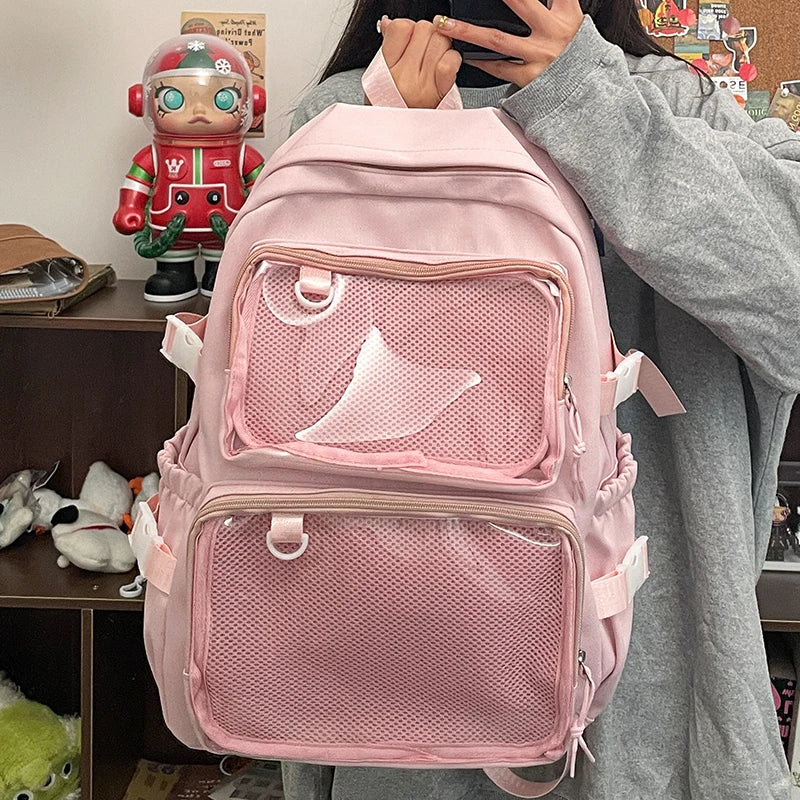 Japanese Style Transparent Ita Bag Backpack College Student Daypack