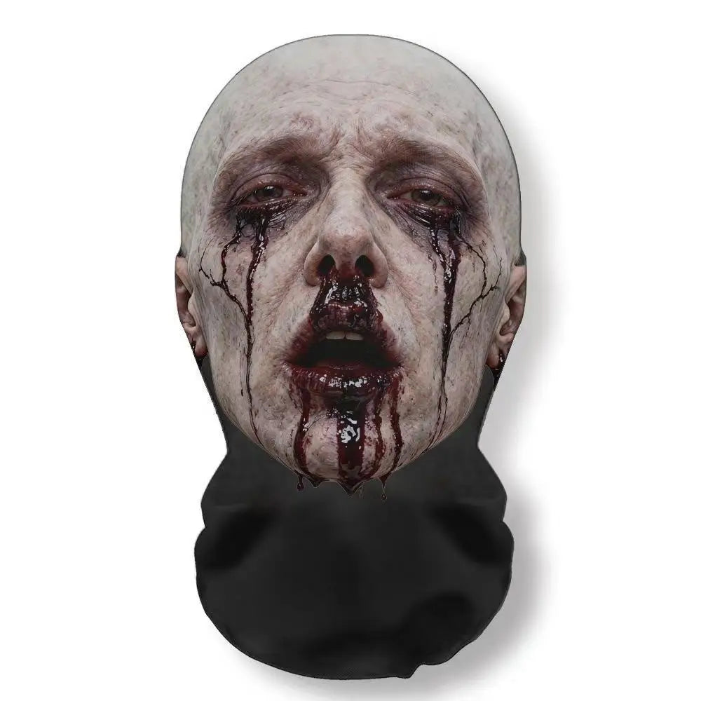 Realistic 3D Horror Skull Zombie Full Face Mask Breathable Mesh Headgear Cosplay Prop for Halloween Party Prank Carnival Costume