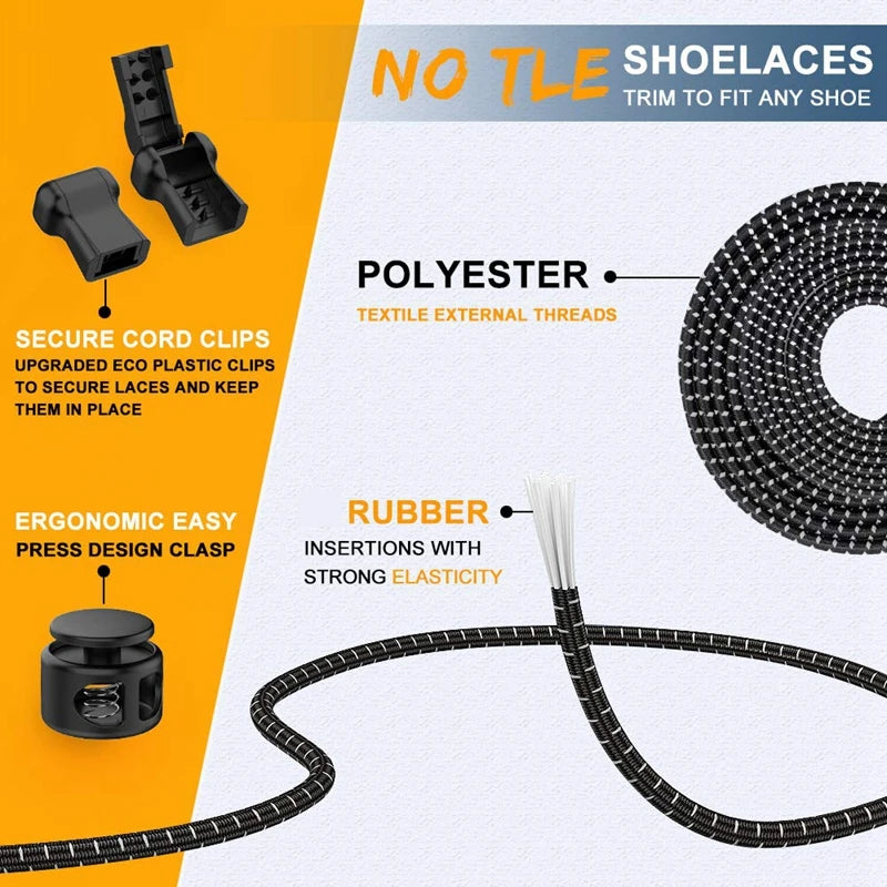 Elastic No Tie Shoe Laces Stretching Lock Lazy Shoestrings