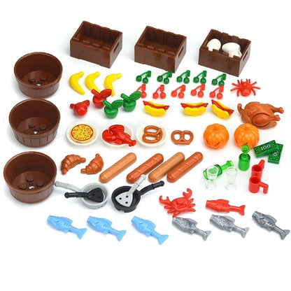 City Food Building Blocks Set Play Food MOC Bricks