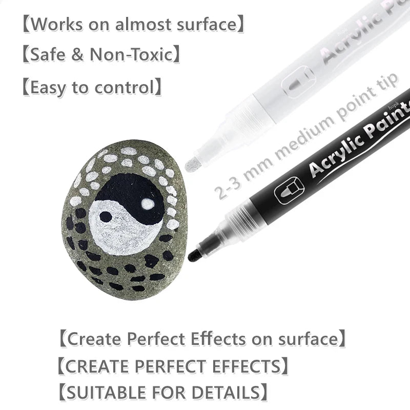 Acrylic Markers Paint Pen Set Extra Fine Tip Art Markers 3Pcs