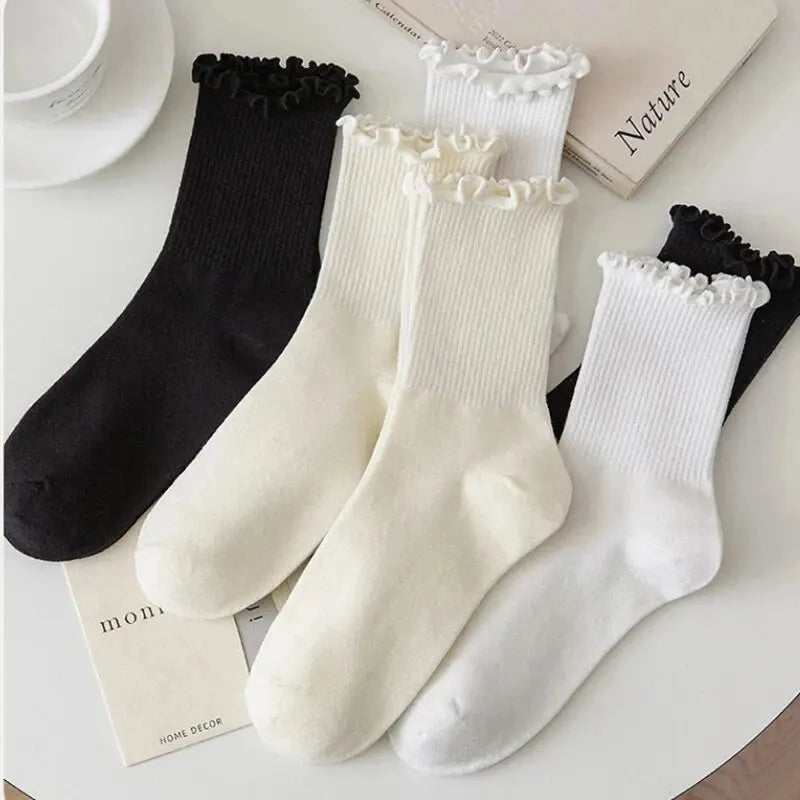 Women Ruffle Middle Tube Ankle Socks Breathable Set