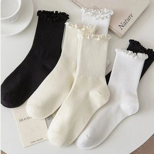 Women Ruffle Middle Tube Ankle Socks Breathable Set