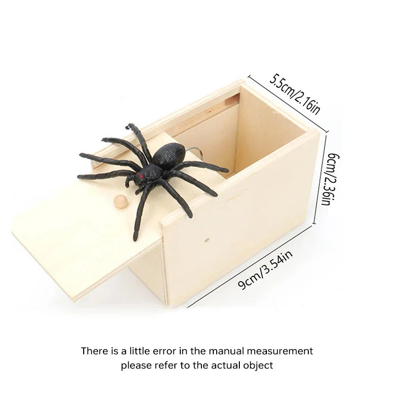 Wooden Spider Scare Box Halloween Prank Trick Toy
