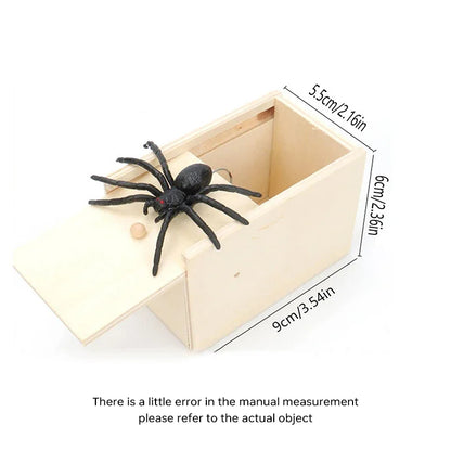 Wooden Spider Scare Box Halloween Prank Trick Toy