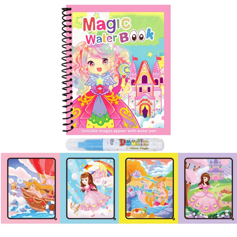 Magic Water Drawing Book Reusable Mess Free Coloring Set