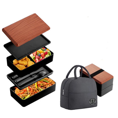 Untior Divided Lunch Box Picnic Microwave Japanese Bento Box Portable Double Layer Food Container For Kids Office Workers