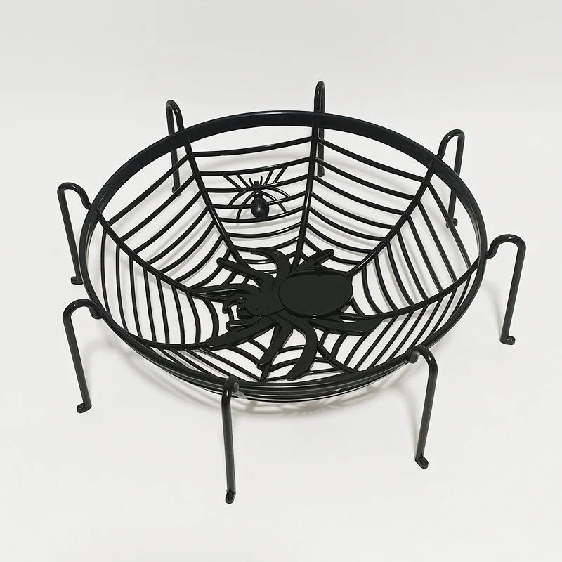Black Spider Web Bowl Halloween Candy Biscuit Basket