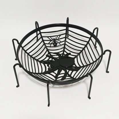 Black Spider Web Bowl Halloween Candy Biscuit Basket