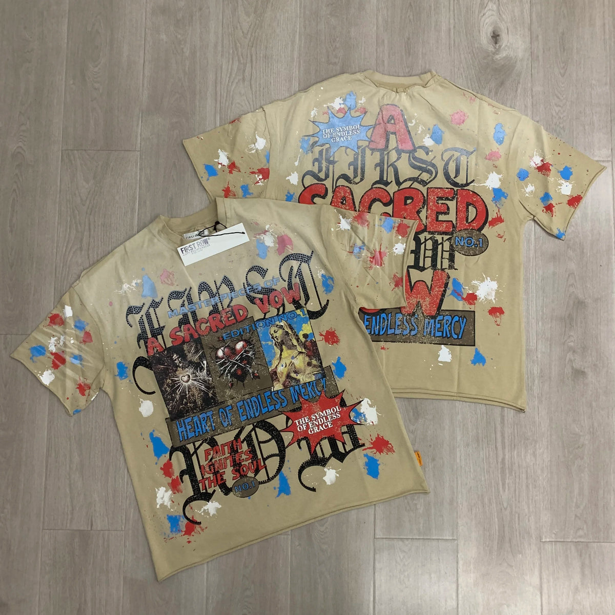 Vintage Washed Diamond Cropped Tee Streetwear Oversized T Shirt