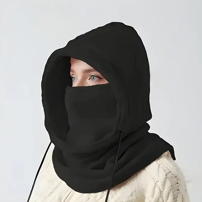 Unisex Winter Balaclava Knit Hood - Windproof Mask with Drawstring, Motorcycle Riding Headgea Warm Knitted Cap Cold Weather
