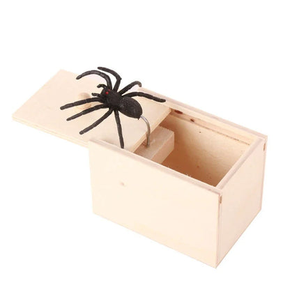 Wooden Spider Scare Box Halloween Prank Trick Toy