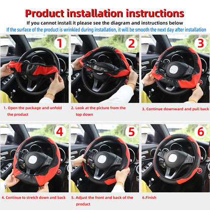 Carbon Fiber Steering Wheel Cover for 14.5 to 15 Inch Wheels