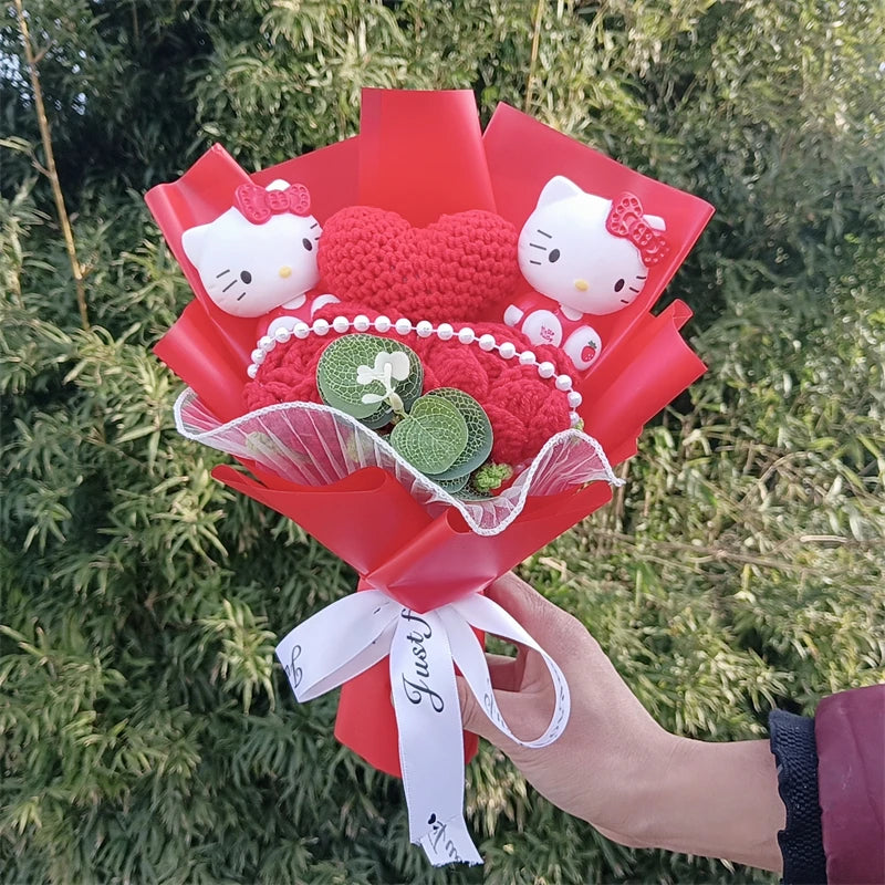 Cartoon Plush Flower Bouquet Artificial Rose Doll Gift