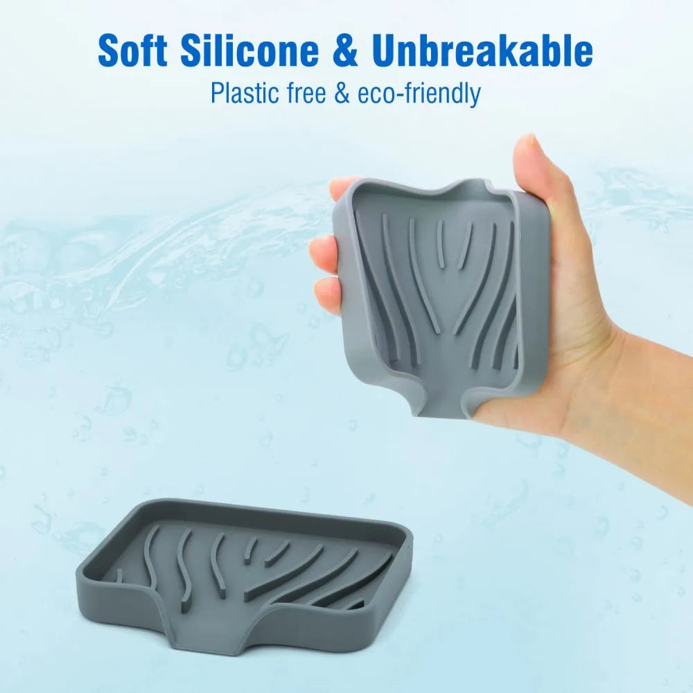 Silicone Drain Soap Box Bathroom Anti Slip Sink Tray Dish