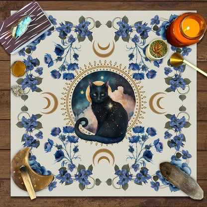 1PC Moonlight Flower Tarot Card Table Cloth, Altar Card Mat, Witchcraft Astrology Supplies Decorative Card Mat