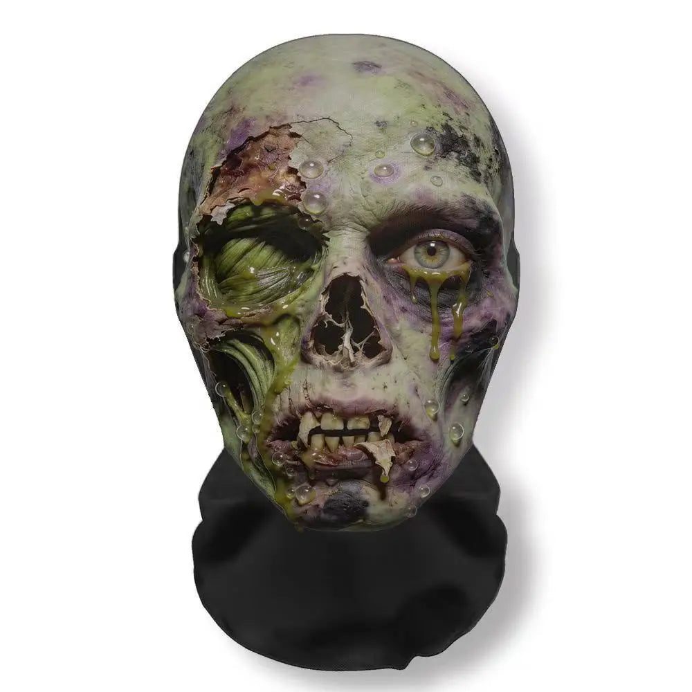 Realistic 3D Horror Skull Zombie Full Face Mask Breathable Mesh Headgear Cosplay Prop for Halloween Party Prank Carnival Costume