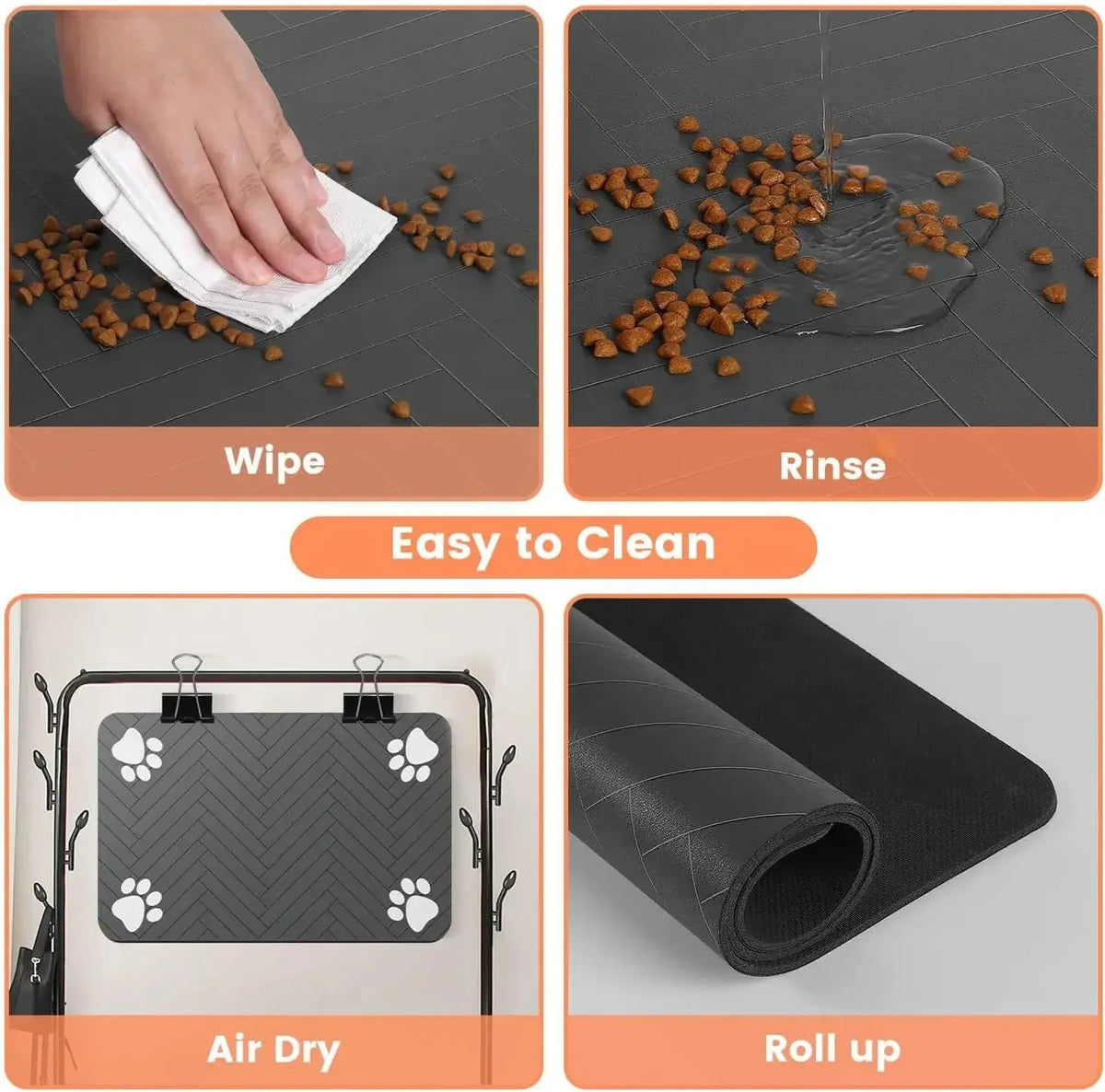 Pet Feeding Mat Absorbent Rubber Backing Quick Dry