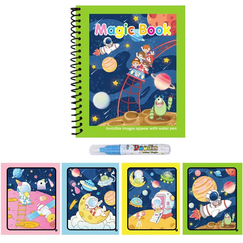 Magic Water Drawing Book Reusable Mess Free Coloring Set