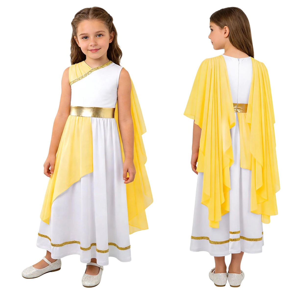 Girls Halloween Carnival Ancient Greek Roman Athena Goddesses Princess Queen Costume Greece Beauty Toga Worship Choir Dress Robe