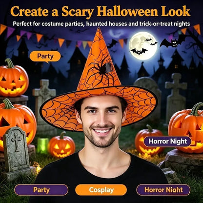 Witch Hat Halloween Decoration Supplies Witch Hat Children Adult Prom Party Dress Up Mesh Wizard Magics Hat for Party
