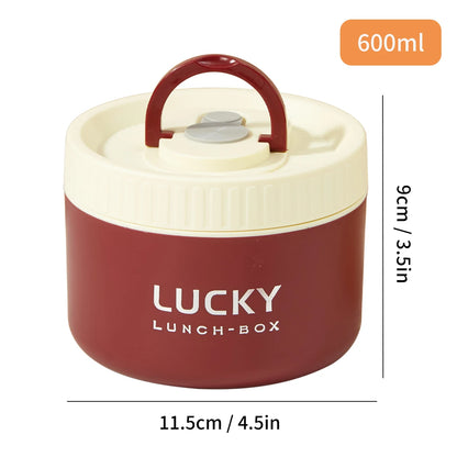 WORTHBUY 304 Stainless Steel Keep Warm Lunch Box For Student Kids Leak-proof Round Insulated Food Jar For Cold And Hot Food