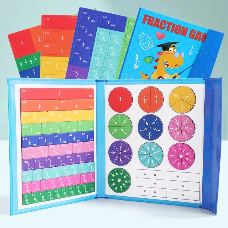Magnetic Fraction Demonstration Book Wooden Math Toy