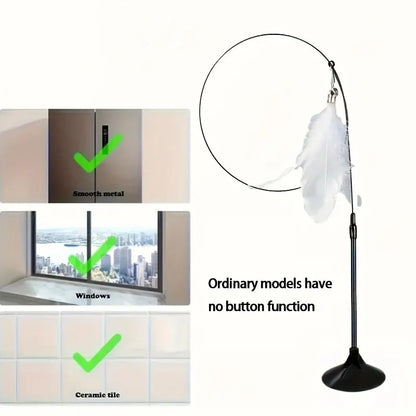 Suction Cup Cat Teaser Wand Interactive Feather Bell