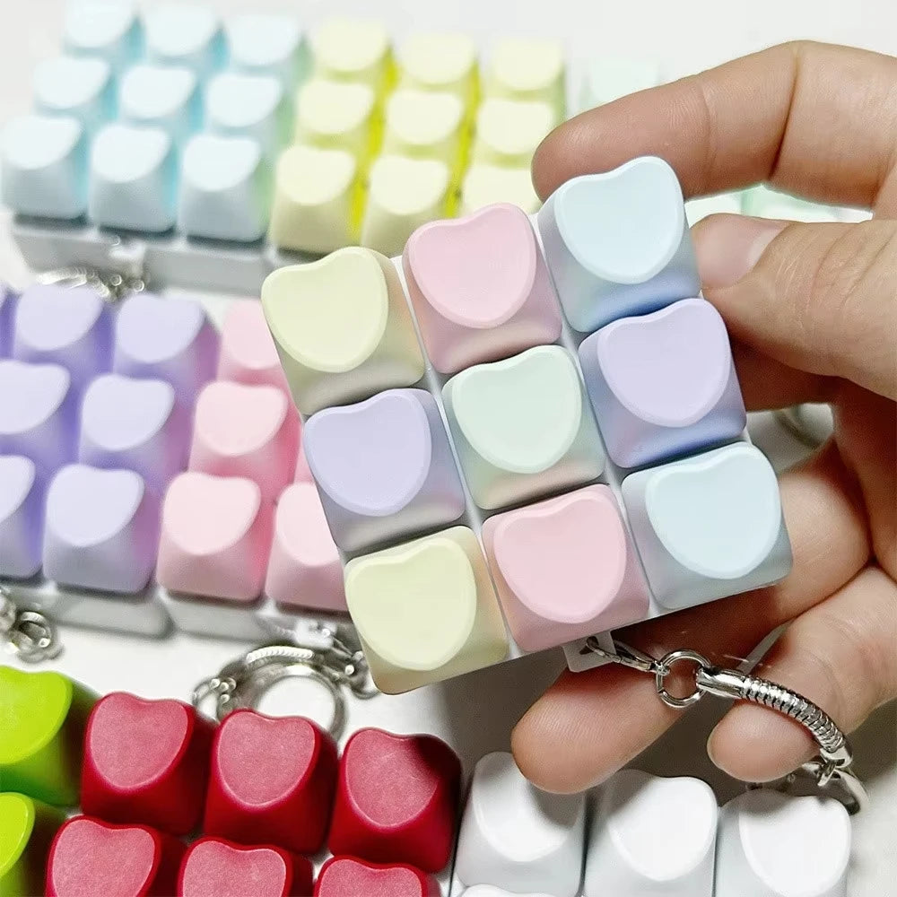 Heart Keyboard Key Clicker Fidget Toy Stress Relief Keychain
