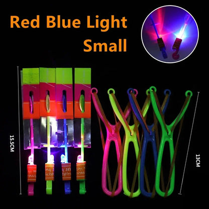 LED Light Flying Arrow Helicopter Slingshot Toys Set