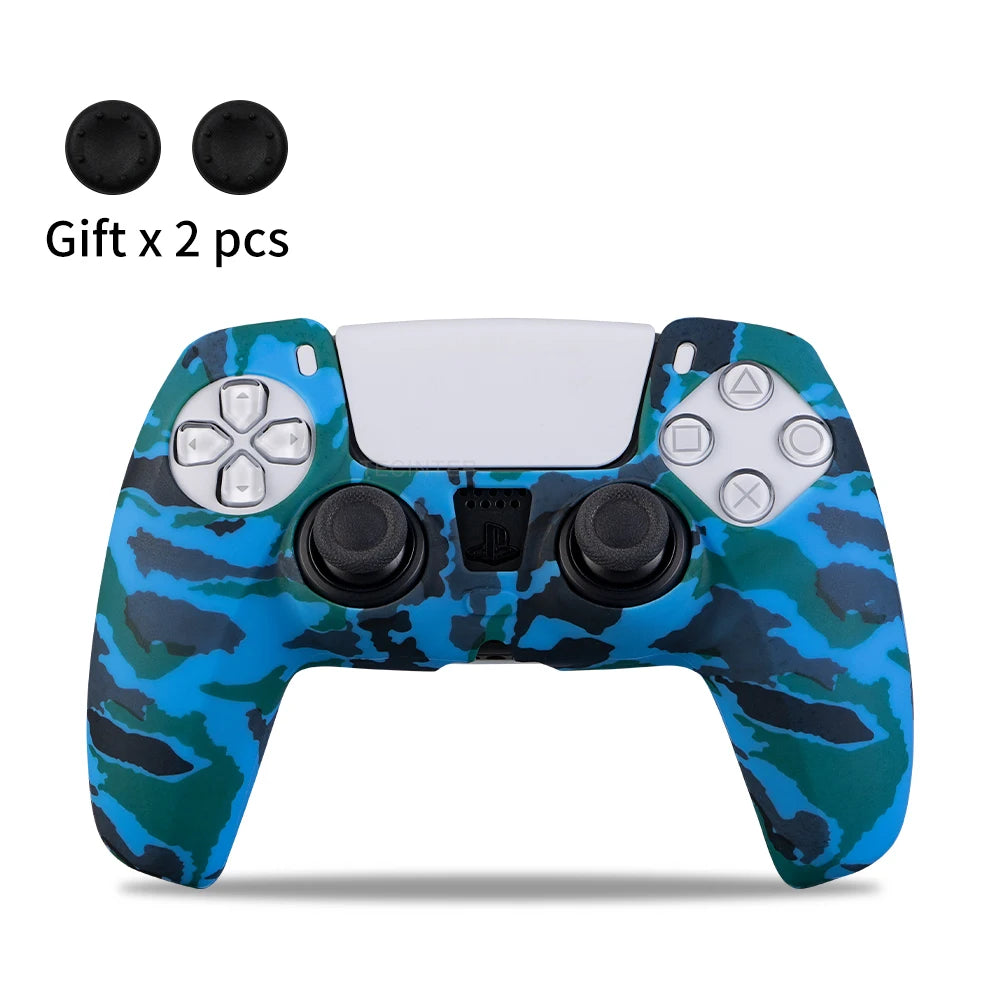 Silicone Protective Cover Sleeve For PS5 Controller Accessories Rubber Case For PS5 Slim Gamepad Joysticks Thumb Grips Caps
