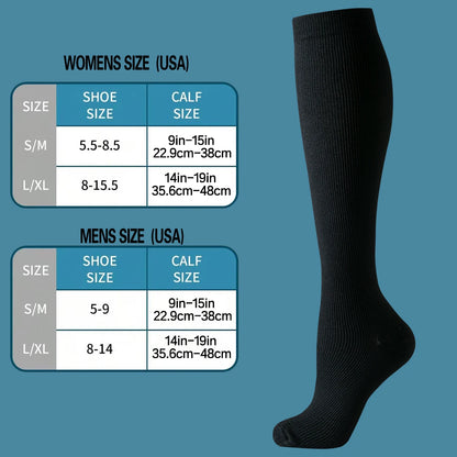 Solid Color Compression Socks Nurse 6 Pairs Knee High Athletic