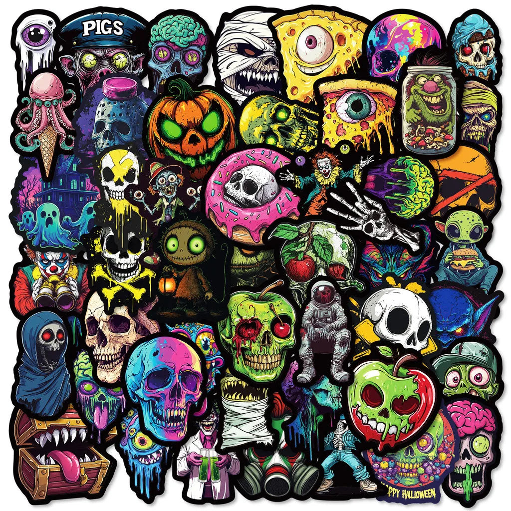 Skull Ghost Face Graffiti Stickers 50PCS Halloween Decals