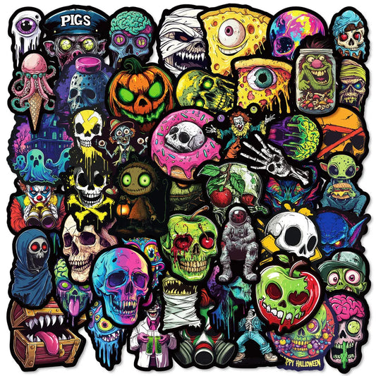 Skull Ghost Face Graffiti Stickers 50PCS Halloween Decals