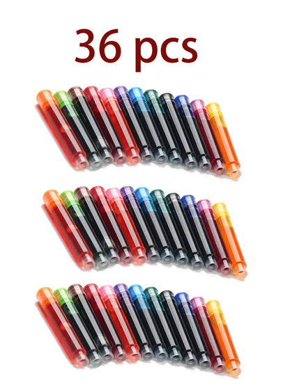 12-60PCS/Set Colourful Ink Sac Fountain Pen Ink Cartridges Refills Ink 3.4mm Refillable Refills Drawing School Office Supplies