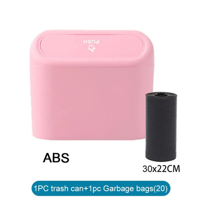 Leakproof Mini Car Trash Can Compact Vehicle Garbage Bin Set