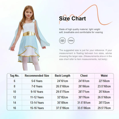 Girls Halloween Carnival Ancient Greek Roman Athena Goddesses Princess Queen Costume Greece Beauty Toga Worship Choir Dress Robe