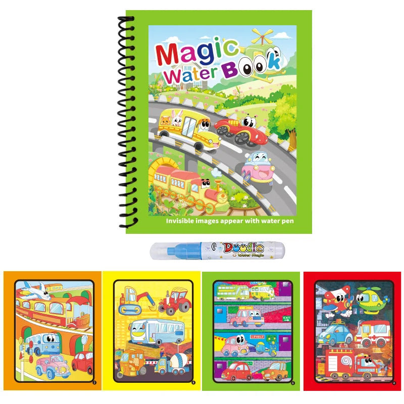 Magic Water Drawing Book Reusable Mess Free Coloring Set