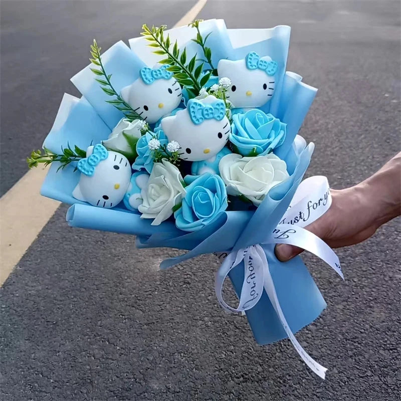 Cartoon Plush Flower Bouquet Artificial Rose Doll Gift