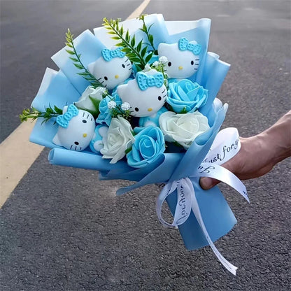 Cartoon Plush Flower Bouquet Artificial Rose Doll Gift