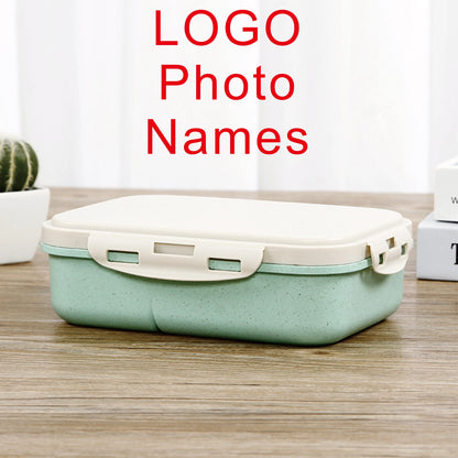 Snack Box Customized Lunch Box for Kids Children Name LOGO Cartoon Pattern Cute Picture Photo with Spoon Fork Eco Material Gift